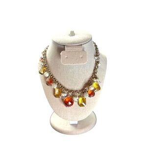 White House Black Market Chunky Gem Statement Necklace Gold Orange  and Yellow